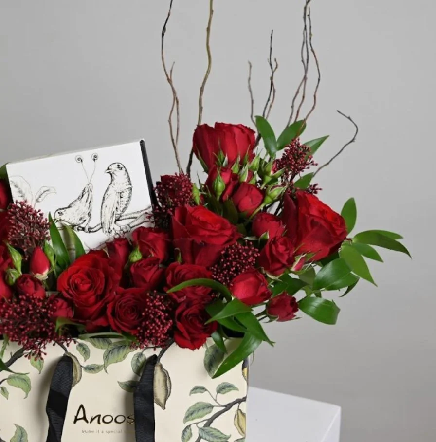 Anoush with red roses