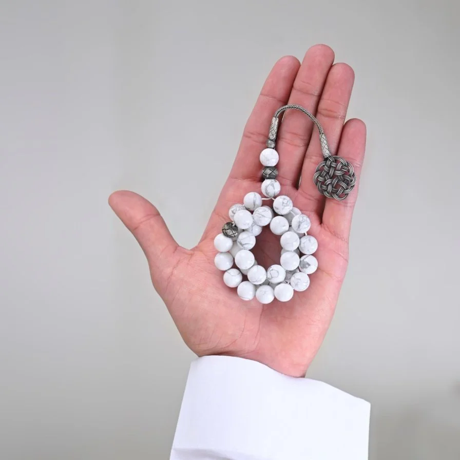 سبحة حجر الهاولايت الأبيض | لباب