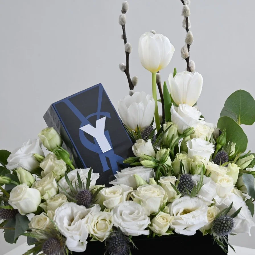 Yves Saint Laurent Y perfume with white roses