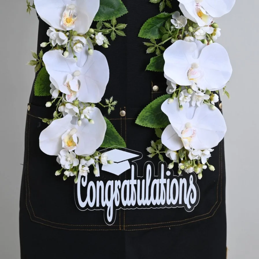 White graduation necklace
