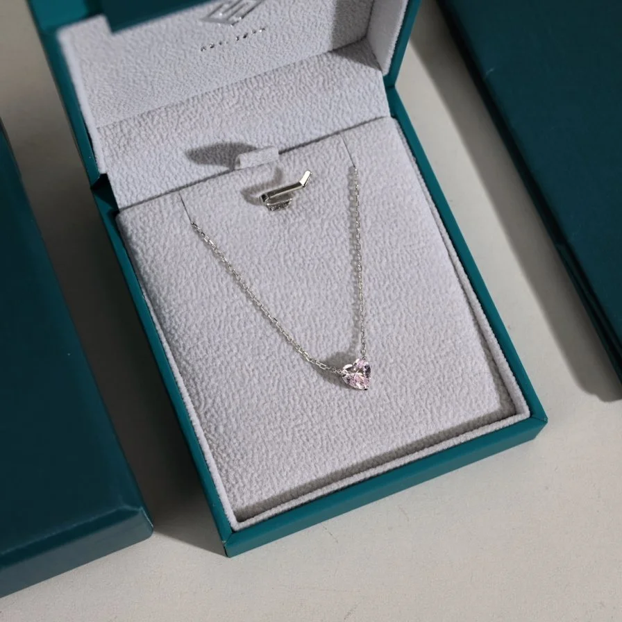 Pink Heart Crystal Necklace from Fayendra