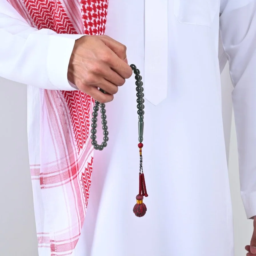 Transparent Olive Bakelite Misbaha Custom Karkosha Tassel | Lubab