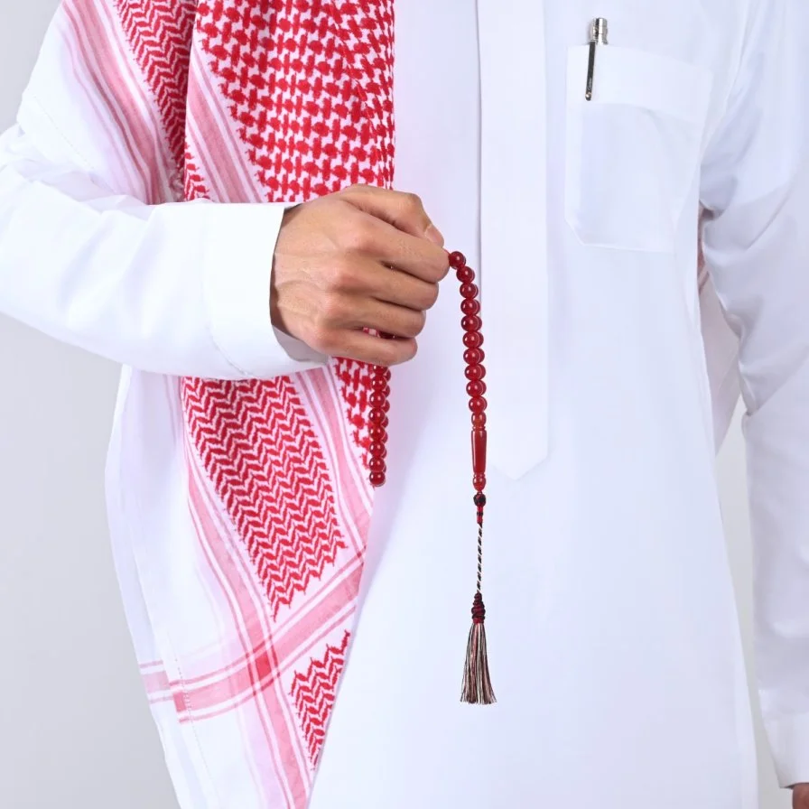 Transparent Burgundy Bakelite Misbaha Custom Karkosha Tassel | Lubab