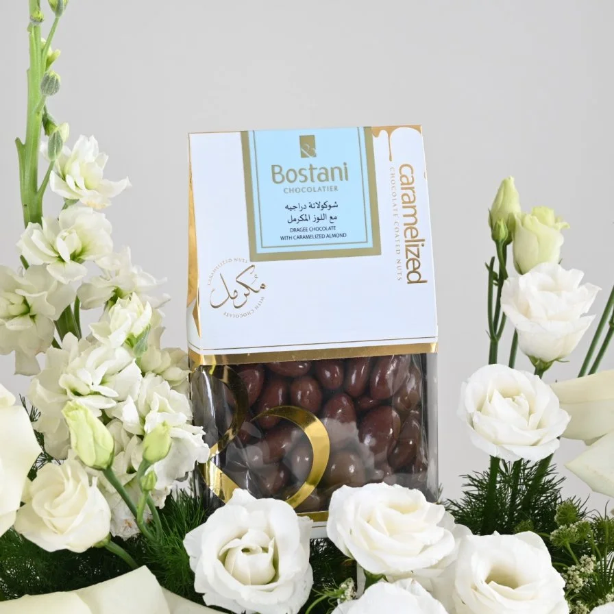 White Rose & Astoma Vase | Bostani Dragee Chocolate