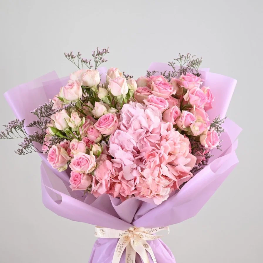 Pink Baby Rose & Hydrangea Bouquet