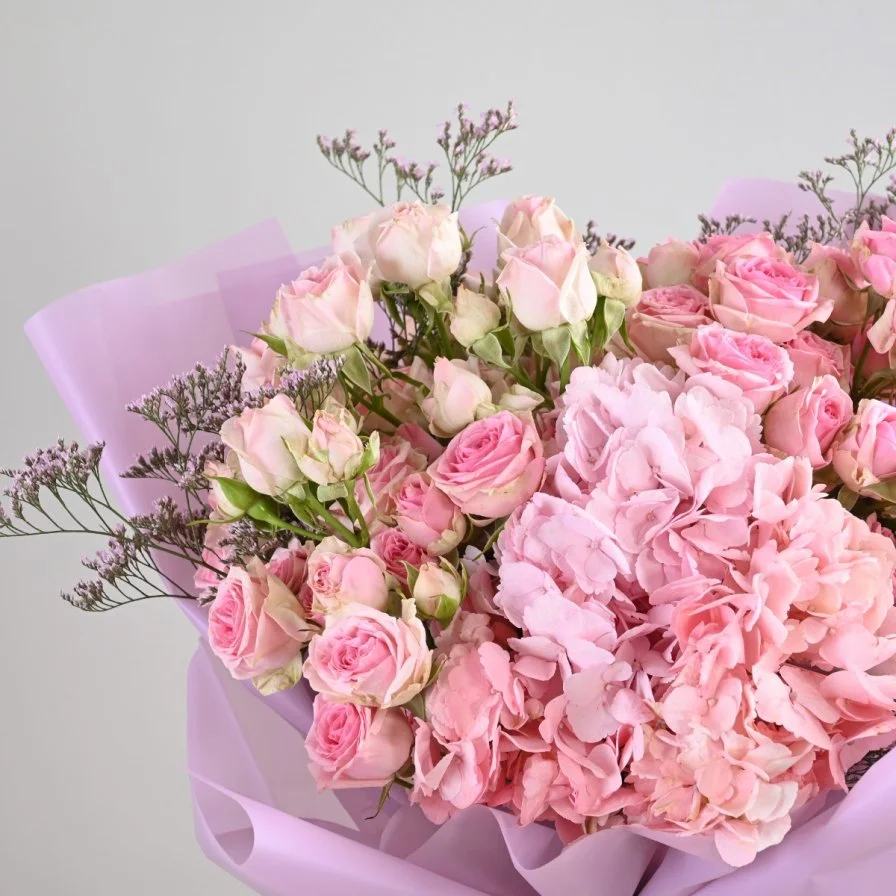 Pink Baby Rose & Hydrangea Bouquet