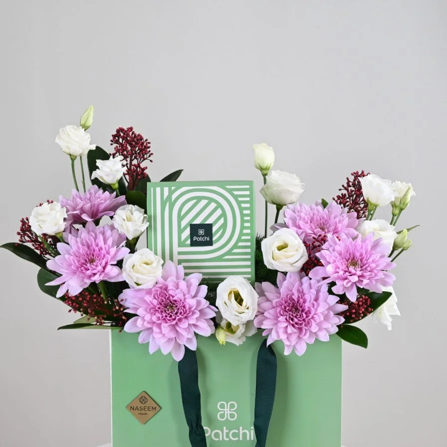 Patchi Chocolate Bag with Mauve Flowers
