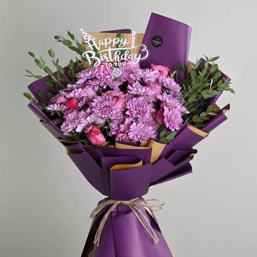 A bouquet of violet Christmas roses