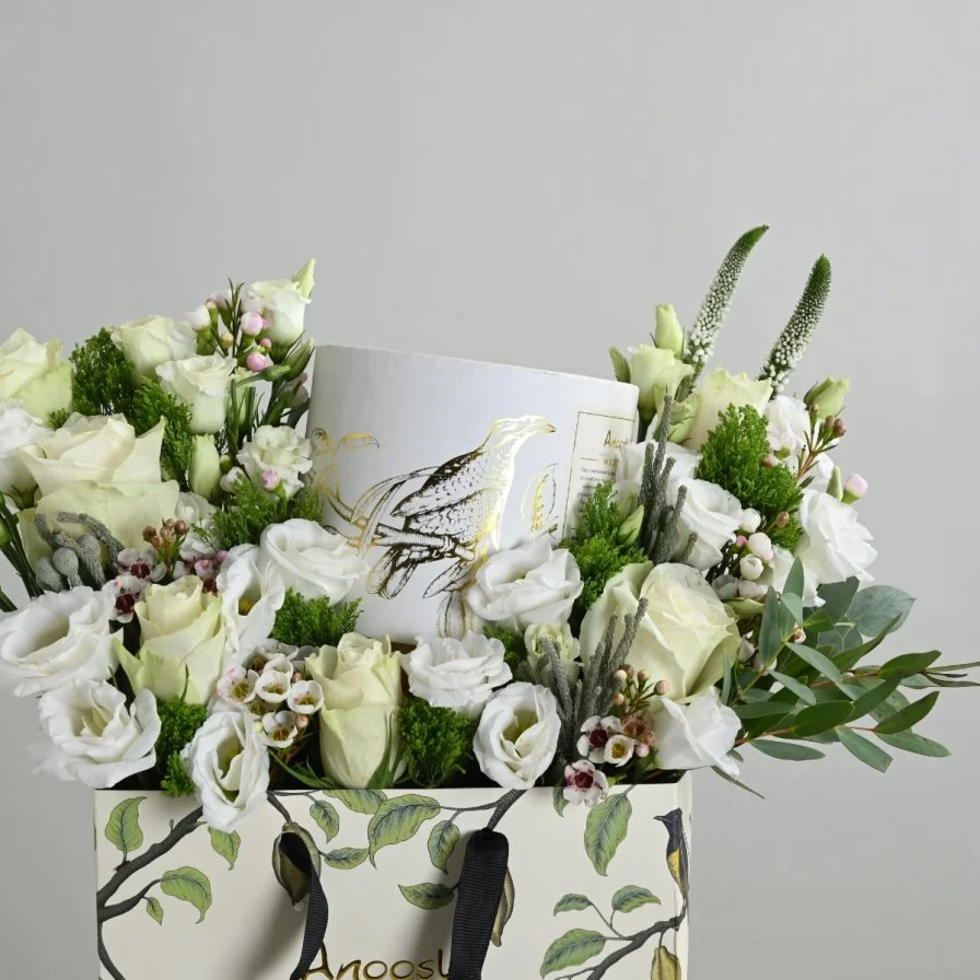 Anoush with white roses