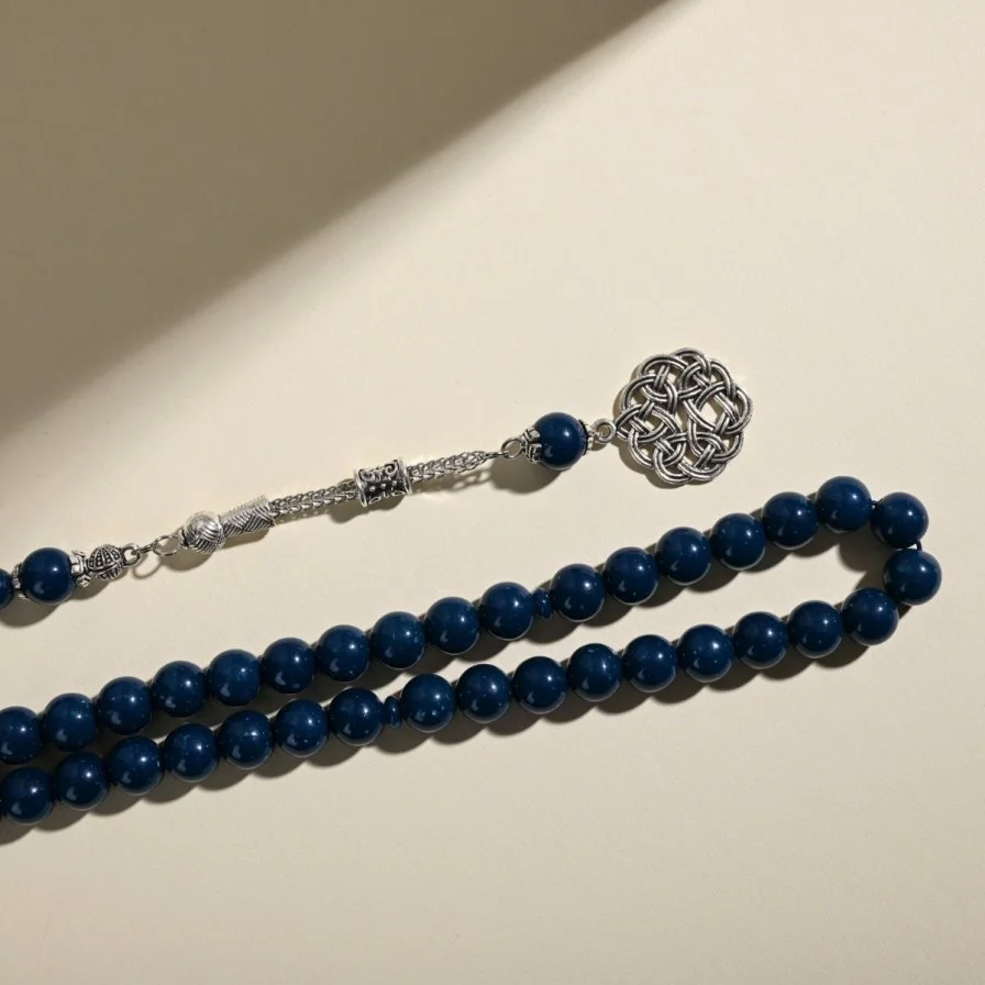 سبحة بكلايت كحلي مخلوط اسود طربزونة معدنية | من لُباب