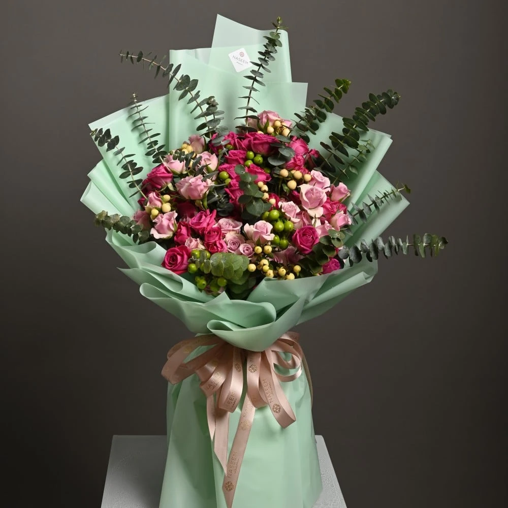 Mixed pink baby rose bouquet