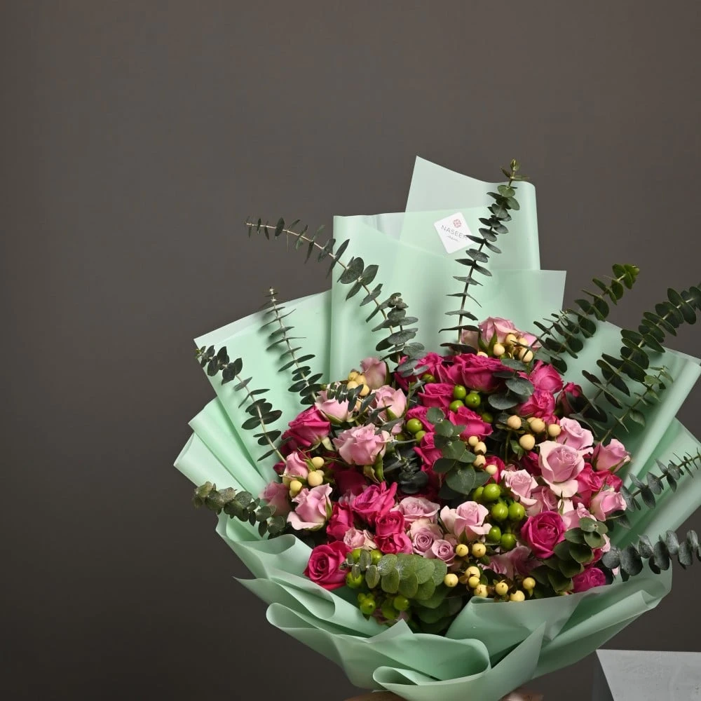 Mixed pink baby rose bouquet