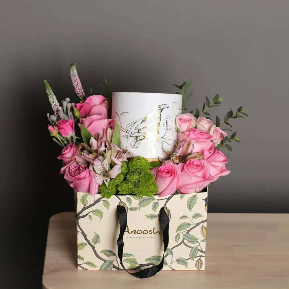 Anoush with pink roses