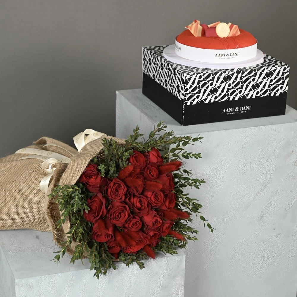 Ruby Red Package with Annie & Danny Red Velvet Cake Medium