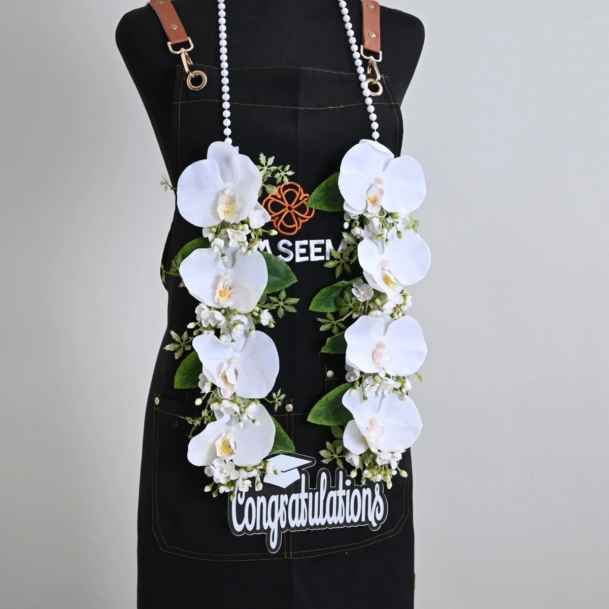 White graduation necklace