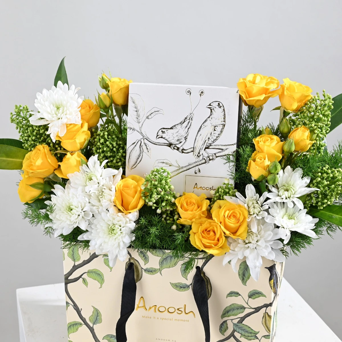 Anoosh Chocolate Bag | Yellow & White Flowers