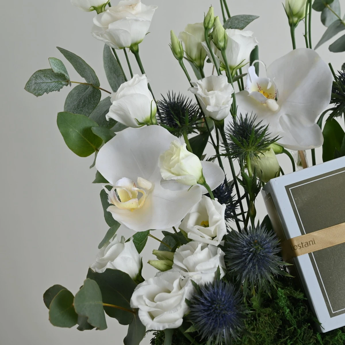 Naseem's special orchid arrangement with Boustani Chocolate