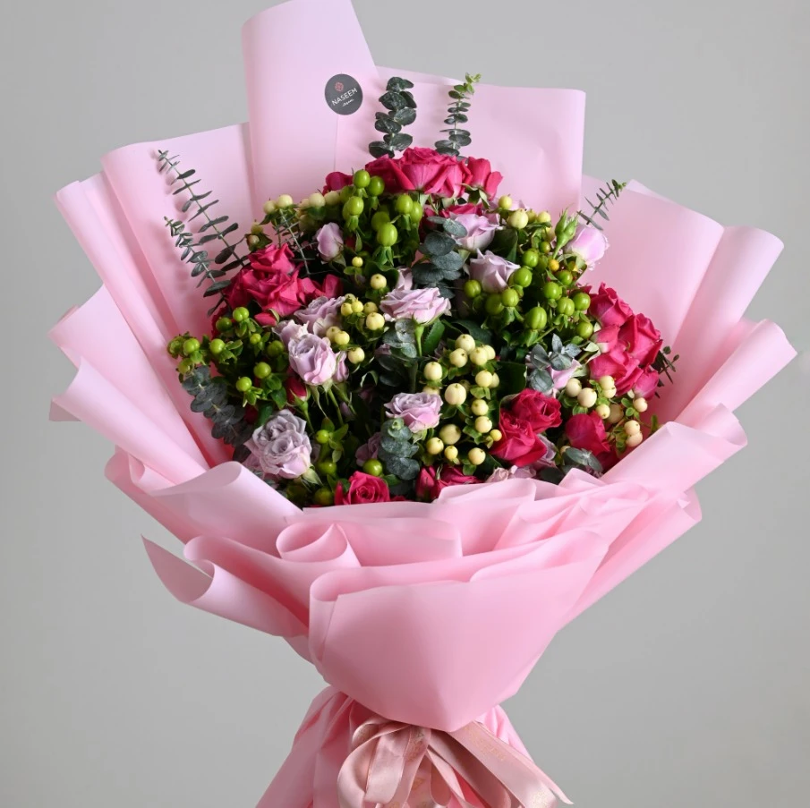 Mixed pink baby rose bouquet 2