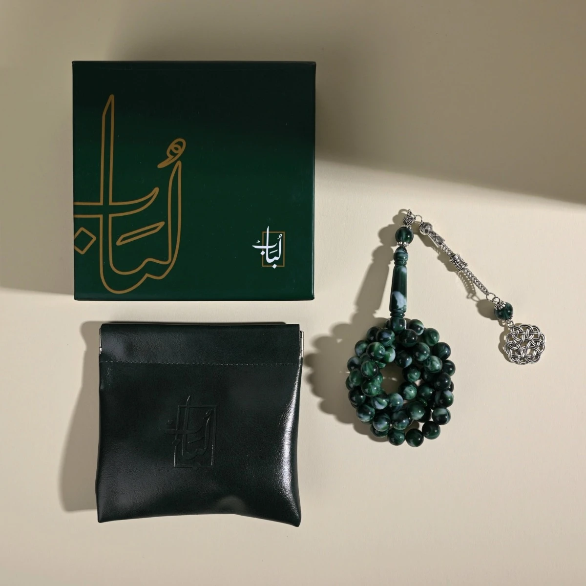 سبحة بكلايت اخضر مخلوط | طربزونة معدنية| من لُباب